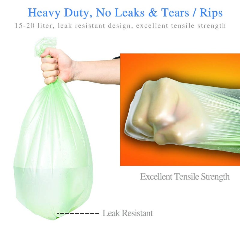 Jaoul Trash Bags 4 Gallon, Small Garbage Bags Strong Tear & Leak Resistant, Unscented Trash Bags for Kitchen, Bathroom, Office, Restroom, Car, Green, 100 Counts - Image 4